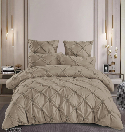 Cearceaf cu elastic - Lenjerie Din Finet 6 Piese Pliuri Cu Elastic - Bej Cacao Cu Lapte