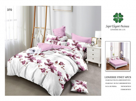 Bumbac Tip Finet Cu Elastic - Lenjerie Din Finet Cu Elastic - Magnolie Roz