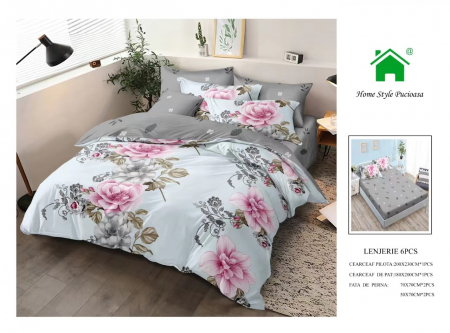 Bumbac Tip Finet Cu Elastic - Lenjerie De Pat Finet Cu Elastic - Petale De Vis