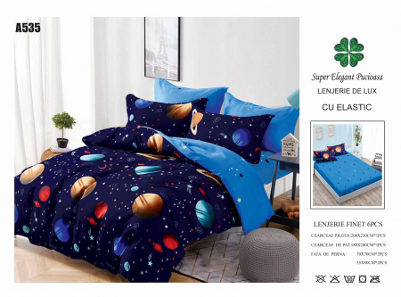 Bumbac Tip Finet Cu Elastic - Lenjerie Din Finet Cu Elastic - Planete