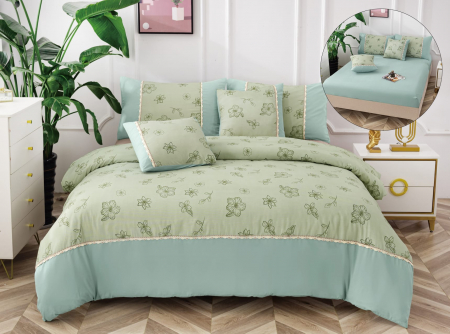 Bumbac Tip Finet Cu Elastic - Lenjerie Din Finet Cu Elastic - Verde Margarete