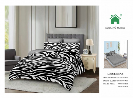 Bumbac Tip Finet Cu Elastic - Lenjerie De Pat Finet Cu Elastic - Zebra