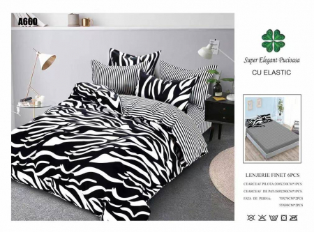 Bumbac Tip Finet Cu Elastic - Lenjerie Din Finet Cu Elastic - Zebra