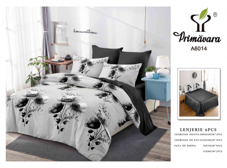 Bumbac Tip Finet 6 Piese - Lenjerie Din Finet - Lalele Negre