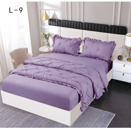 LENJERII DE PAT - Lenjerie Din Finet Pliuri Si Volanase Cu Elastic - Mov Deschis