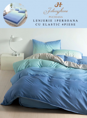 Cearceaf cu elastic - Lenjerie Din Finet Satinat 1 Persoana Cu Elastic - Bleu Degrade