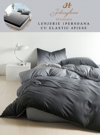 Cearceaf cu elastic - Lenjerie Din Finet Satinat 1 Persoana Cu Elastic - Negru Degrade