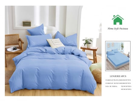Bumbac Tip Finet Cu Elastic - Lenjerie Din Finet UNI Cu Elastic - Bleu