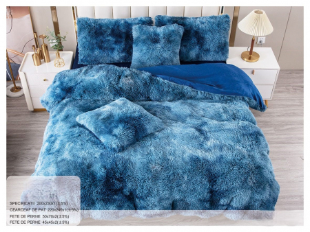 Lenjerii Pufoase Fluffy/Rabbit - Lenjerie Fluffy 6 Piese - Albastru Electric Patat
