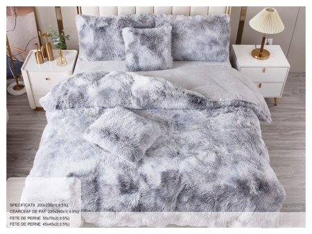 Lenjerii Pufoase Fluffy/Rabbit - Lenjerie Fluffy 6 Piese - Gri Patat