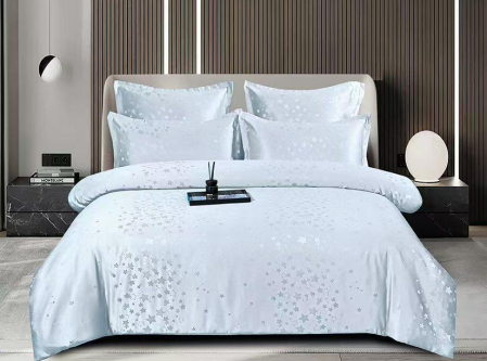 LENJERII DE PAT - Lenjerie Jacquard Satinat Cu Elastic - Baby Blue Cu Stelute