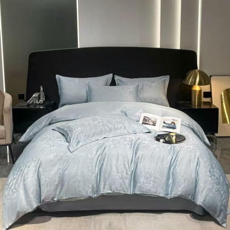 LENJERII DE PAT - Lenjerie Jacquard Satinat Cu Elastic - Baby Blue Floral