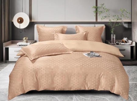 LENJERII DE PAT - Lenjerie Jacquard Satinat Cu Elastic - Bej Cacao Modern