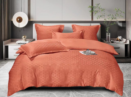 LENJERII DE PAT - Lenjerie Jacquard Satinat Cu Elastic - Caramiziu Modern