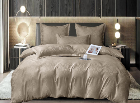 LENJERII DE PAT - Lenjerie Jacquard Satinat Cu Elastic - Kaki Cerculete