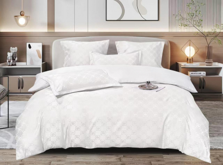 LENJERII DE PAT - Lenjerie Jacquard Satinat Cu Elastic - Modern Alb