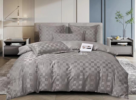 LENJERII DE PAT - Lenjerie Jacquard Satinat Cu Elastic - Modern Gri