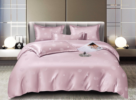 LENJERII DE PAT - Lenjerie Jacquard Satinat Cu Elastic - Roz Flori Mici