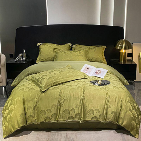 LENJERII DE PAT - Lenjerie Jacquard Satinat Cu Elastic - Verde Ginseng