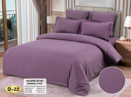 LENJERII DE PAT - Lenjerie Pat Damasc 6 Piese - Bej Cacao Cu Lapte
