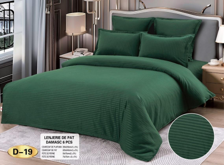 Bumbac Tip Damasc - Lenjerie Pat Damasc 6 Piese - Verde