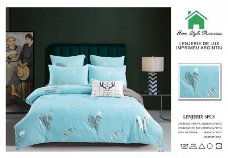 LENJERII DE PAT - Lenjerie Pat Finet Premium Imprimeu Silver - Feathers Hearts
