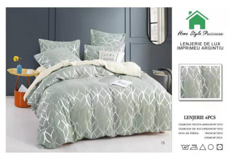 LENJERII DE PAT - Lenjerie Pat Finet Premium Imprimeu Silver - Abstract