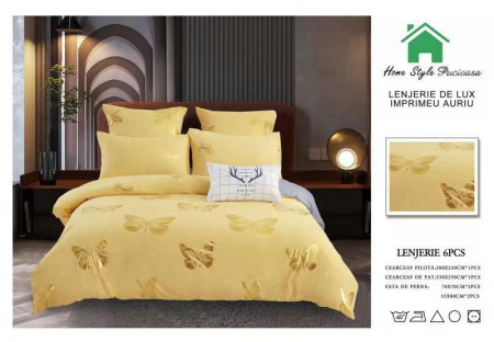 LENJERII DE PAT - Lenjerie Pat Finet Premium Imprimeu Gold - Butterfly