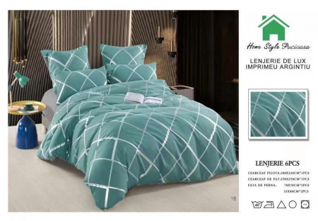 LENJERII DE PAT - Lenjerie Pat Finet Premium Imprimeu Silver - Lines