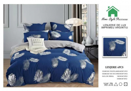 LENJERII DE PAT - Lenjerie Pat Finet Premium Imprimeu Silver - Light Feathers