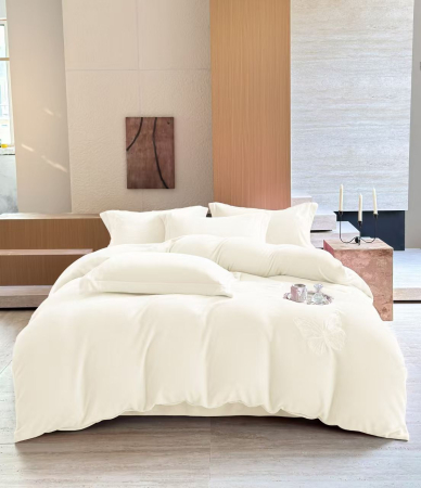 Lenjerii De Pat Cocolino - Lenjerii Cocolino UNI Cu Broderie Fluture - Crem Unt