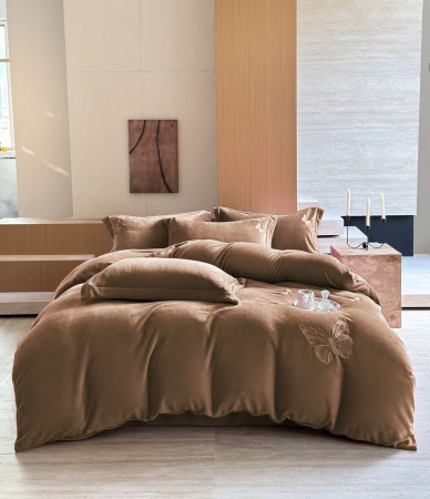 Lenjerii De Pat Cocolino - Lenjerii Cocolino UNI Cu Broderie Fluture - Maro