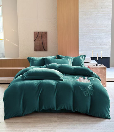 Lenjerii De Pat Cocolino - Lenjerii Cocolino UNI Cu Broderie Fluture - Verde