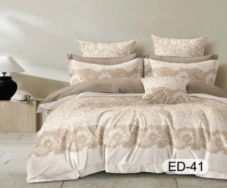 Cearceaf cu elastic - Lenjerii De Pat Din Bumbac Fin Superior Cu Elastic - Alb Cu Bej Elegant