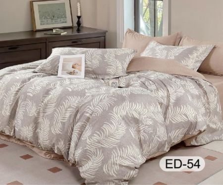 Cearceaf cu elastic - Lenjerii De Pat Din Bumbac Fin Superior Cu Elastic - Bej Cu Frunze Exotice