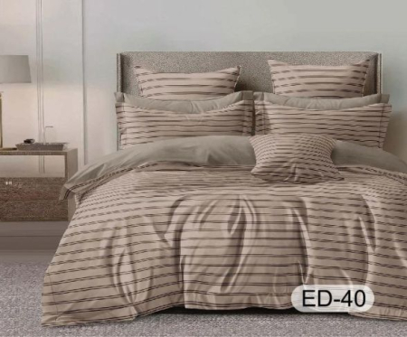 Cearceaf cu elastic - Lenjerii De Pat Din Bumbac Fin Superior Cu Elastic - Dungi Bej Cacao Cu Lapte