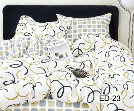 LENJERII DE PAT - Lenjerii De Pat Din Bumbac Fin Superior Cu Elastic - Bucle Aurii Si Negre