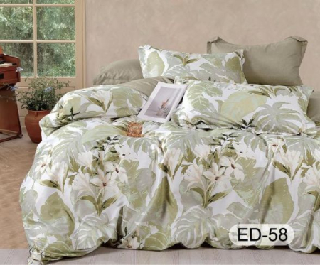 Cearceaf cu elastic - Lenjerii De Pat Din Bumbac Fin Superior Cu Elastic - Flori Si Frunze Verzi