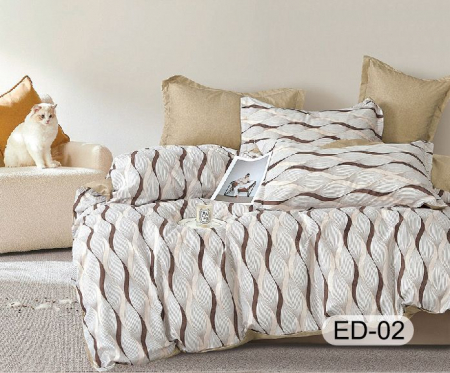 Cearceaf cu elastic - Lenjerii De Pat Din Bumbac Fin Superior Cu Elastic - Bej Cu Valuri