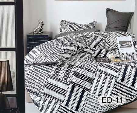 LENJERII DE PAT - Lenjerii De Pat Din Bumbac Fin Superior Cu Elastic - Geometrie Moderna