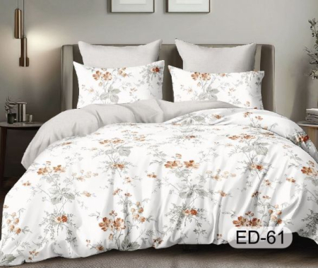 Cearceaf cu elastic - Lenjerii De Pat Din Bumbac Fin Superior Cu Elastic - Gri Si Alb Cu Floricele