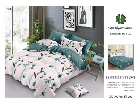 Lenjerii De Pat Din Finet 6 Piese - Alb Floral [1]