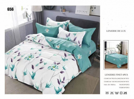 Cearceaf normal - Lenjerii De Pat Din Finet 6 Piese - Alb Floral