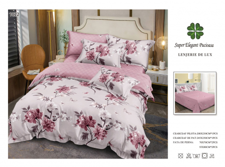 Cearceaf normal - Lenjerii De Pat Din Finet 6 Piese - Pink Flowers