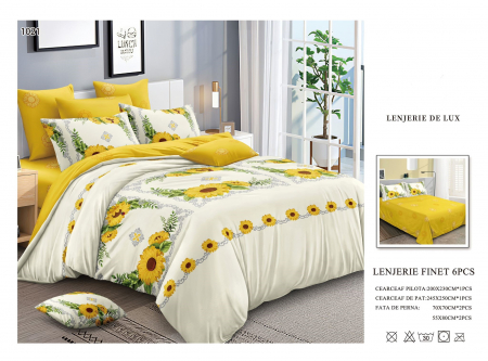 LENJERII DE PAT - Lenjerii De Pat Din Finet 6 Piese - Galben Floarea Soarelui