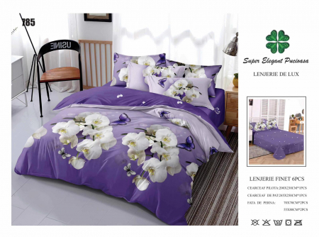 Cearceaf normal - Lenjerii De Pat Din Finet 6 Piese - Orhidee Si Fluturi