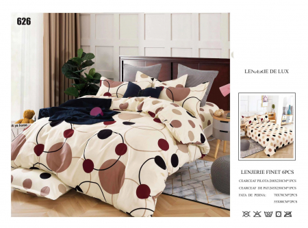 Bumbac Tip Finet 6 Piese - Lenjerii De Pat Din Finet 6 Piese - Cercuri Colorate
