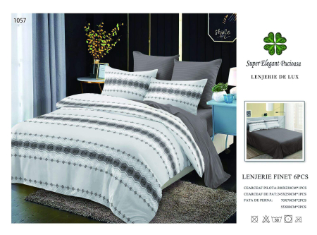Cearceaf normal - Lenjerii De Pat Din Finet 6 Piese - Dungi