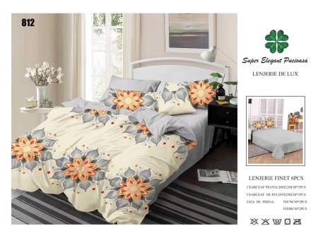 Bumbac Tip Finet 6 Piese - Lenjerii De Pat Din Finet 6 Piese - Floare Mandala