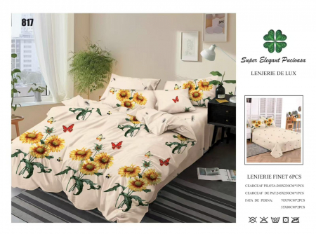 Bumbac Tip Finet 6 Piese - Lenjerii De Pat Din Finet 6 Piese - Floarea Soarelui